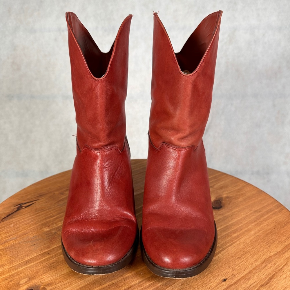 Franco Fortini McKinley2 Booties Womens 8 Red Leather Good Western Block Heel - Picture 2 of 14